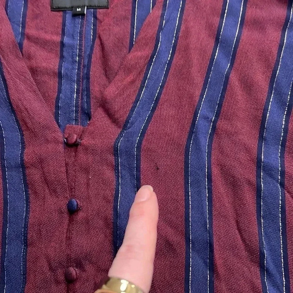 Rails Sloane Janeiro Striped Long Sleeve Tie Front Button Down Blouse M - Picture 5 of 6